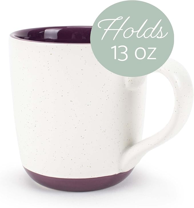 Elanze Designs Typewriter Speckled Warm Assorted 13 ounce Ceramic Coffee Mugs Set of 4