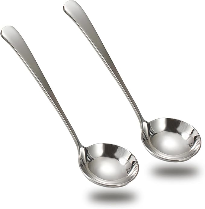 Asanta 2 PCS Small Soup Ladle, 7.7 Inch Sauce ladle, Durable 304 Stainless Steel Gravy Ladle Spoon, Mini Kitchen Serving Ladles for Sauces, Gravy, Salads, Soups, Desserts