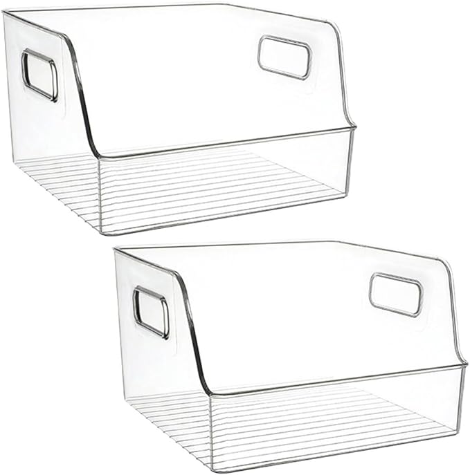 2pcs Kitchen Fruit Storage Boxes, Medium Food Organizer Bins for Fridge and Pantry, Produce Containers for Household Food Storage
