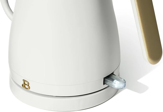 Electric Gooseneck Kettle 1 Liter 1200W Fast Boil with Precision Pour Spout, Stainless Steel Interior, Auto Shut-Off & 360° Swivel Base (White Icing)