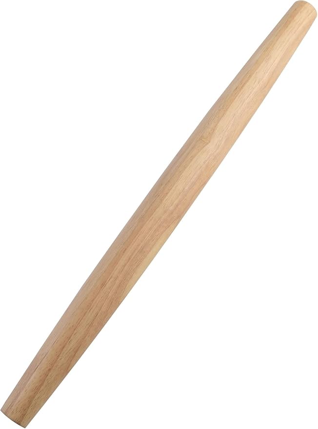 French Rolling Pin Multi size Wooden Rolling Pin – 100% Natural Hardwood Dough Roller for Baking, Pastry & Pizza, Smooth Non-Stick Finish, Durable & Easy to Clean (Natural Wood 2, 17")