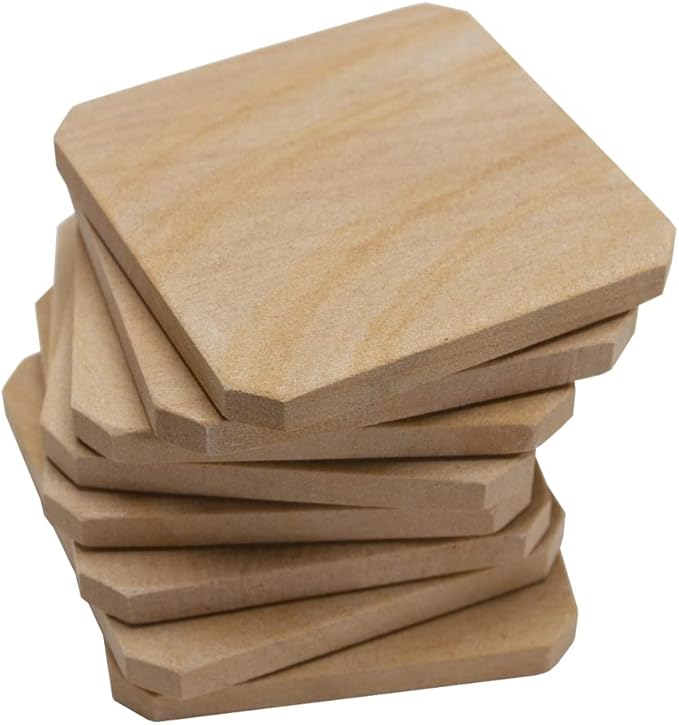 MONKEY SUN 8 Pack Natural Sandstone Water Absorbent Hand Crafted Square Coasters, 4 x 4 Inches Stone Coasters for Drink Bar Kitchen Home, Used for DIY and Carving, Set of 8