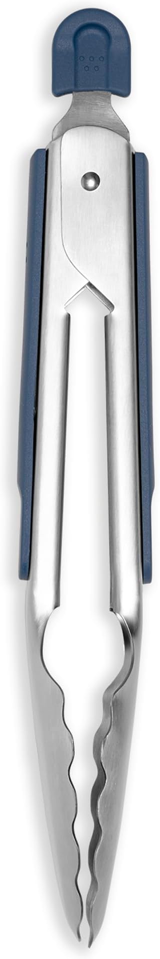 Misen Kitchen Tongs - Dishwasher Safe, Heavy Duty - Precision Stainless Steel Grilling Tool - Heat Resistant - Perfect for Serving and Air Frying - 9.5 Inch | Blue