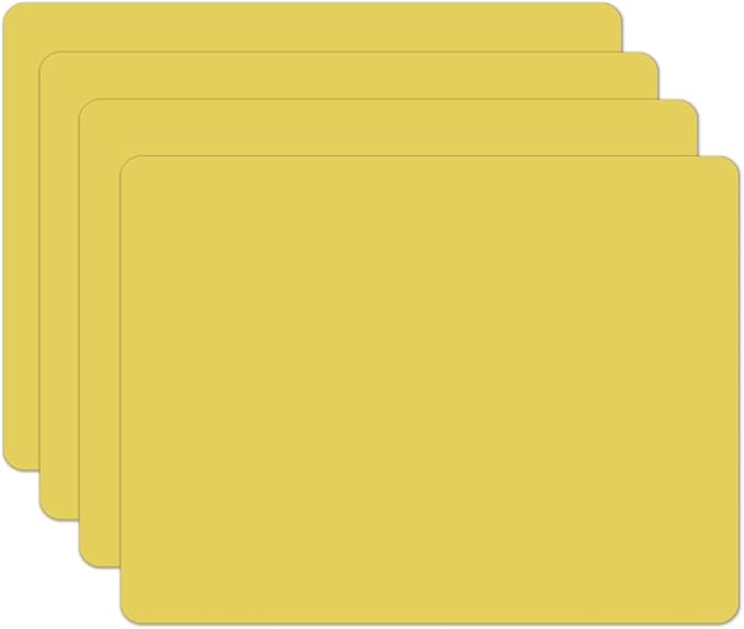 Silicone Placemats, Food-Grade Non-Slip Waterproof, Dining, Stain Resistant, Countertop Protector, Kitchen Counter Mat, Heat Resistant, Baking mat Dishwasher Safe (15.7x11.8Inch-4pack, Yellow)
