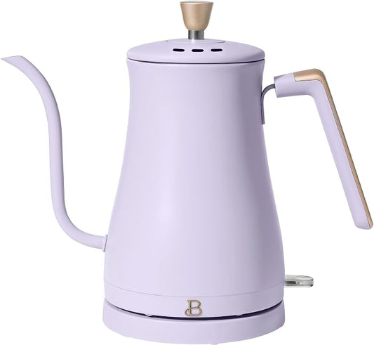 Electric Gooseneck Kettle 1 Liter 1200W Fast Boil with Precision Pour Spout, Stainless Steel Interior, Auto Shut-Off & 360° Swivel Base (Lavender)