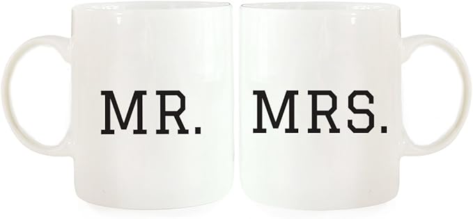 Andaz Press Funny Couples 11 oz Ceramic Coffee Mugs, Mr. Mrs., Graduate Style, His and Hers Coffee Mug Set of 2, Valentines Couples Mugs for Him and Her, Mr and Mrs Mugs, Couple Mugs for Husband