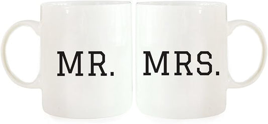 Andaz Press Funny Couples 11 oz Ceramic Coffee Mugs, Mr. Mrs., Graduate Style, His and Hers Coffee Mug Set of 2, Valentines Couples Mugs for Him and Her, Mr and Mrs Mugs, Couple Mugs for Husband