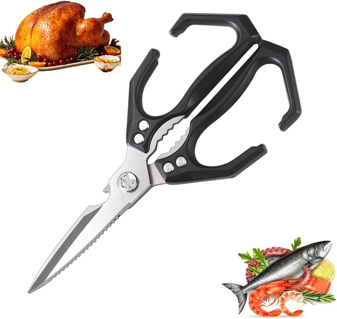 All Metal Kitchen Scissors for Food Heavy Duty Cooking Shears for Poultry Meat Sea Food Veagetable all Purpose Dishwasher Safe