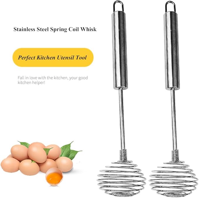 Stainless Steel Spring Coil Whisk 1 Pack, Wire Whip Egg Beater, Kitchen Cookware Hand Mixer For Cooking, Mixing, Blending, Beating, Stirring, 8.7Inch
