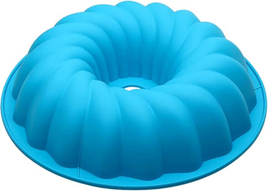 Alimat PluS Silicone Cake Pan 6 Cup, Round Fluted Cake Mold 9.8 Inch, Tube Cake Pan Silicone Baking Molds for Jello, Gelatin, Pound Cake