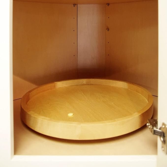Dowell 18" Natural Wood Full Circle Lazy Susan with Aluminum Bearing for Corner Cabinets (4006 360)