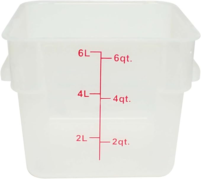 TrueCraftware- 6 Qt. Square Food Storage Container Translucent Polypropylene- Commercial Food Storage Containers Meal Prep Containers Reusable Food Containers for Pantry Kitchen Storage Organization