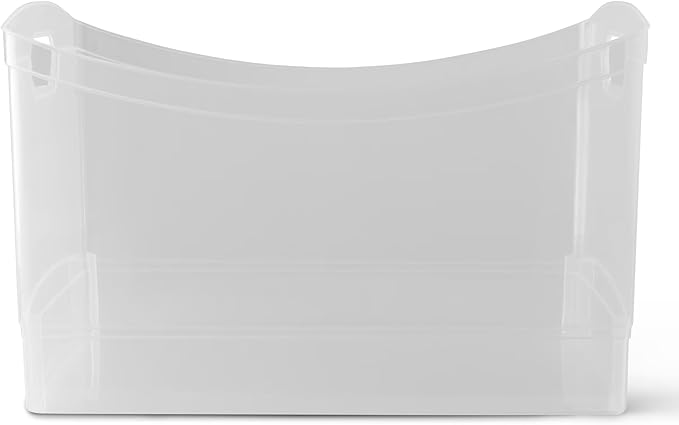 Clear Plastic Open-Top Storage Bins with Handles, 2-Pack Stackable Pantry Organizer Baskets for Kitchen, Bathroom, Closet & Cabinet Organization