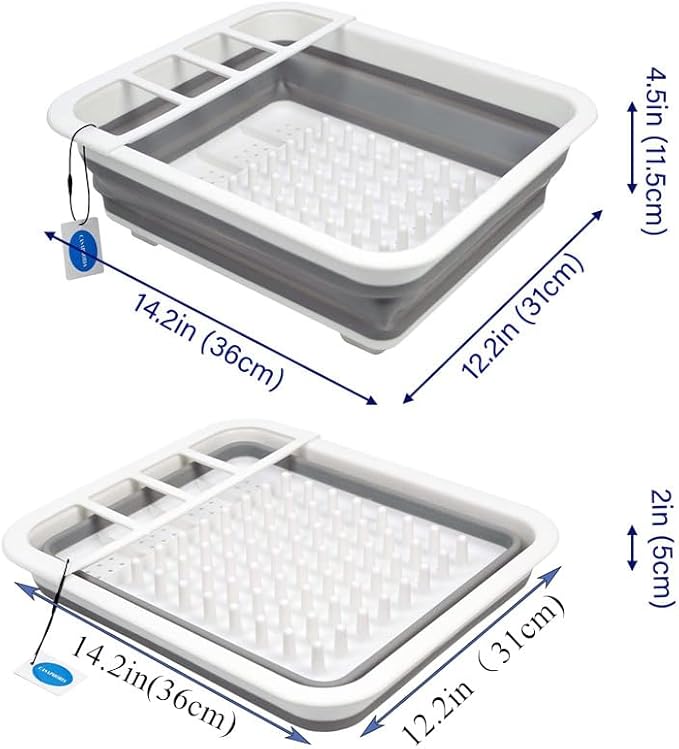 Casaphoria Collapsible Small Dryer Rack Over The Sink for Counter Plate Rack,Plastic Portable Dinnerware Organizer-Space Saving Storage Tray
