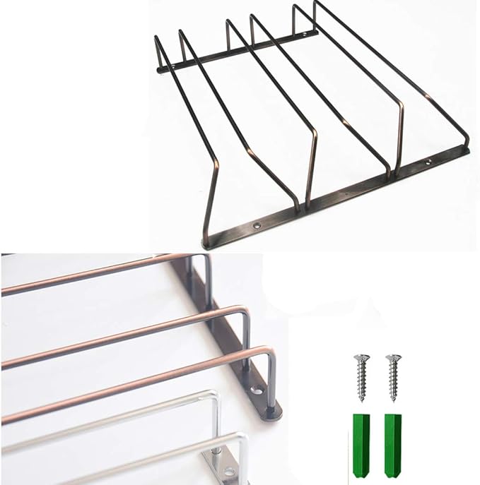 Stemware Wine Glass Hanging Rack Under Cabinet Kitchen Bar Storage Wine Glass Rack Holds up to 12-15 Wine Glass, 13.4 Inch 3 Rows, Bronze