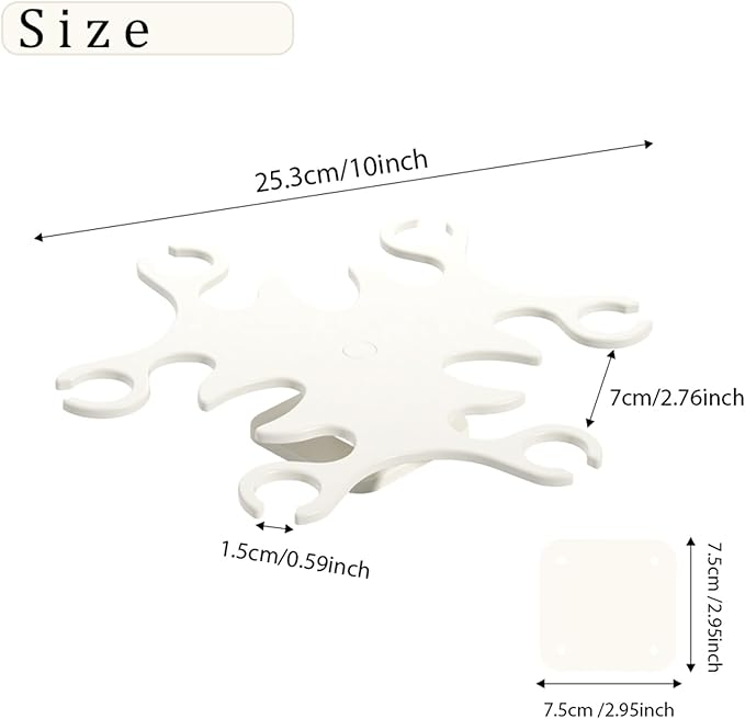 Under Cabinet Wine Glass Holder, 360° Infinitely Rotating Wine Glass Holder, No Drilling Wine Glass Rack for Kitchen, Dining and Bar.(White)