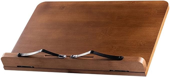 Book Stand Book Holder Tray Wooden Non-Slip Reading Rack Desktop Simple Storage Bookstand Bookholder with Book Clip Cookbook Stand for Kitchen (Size : M)