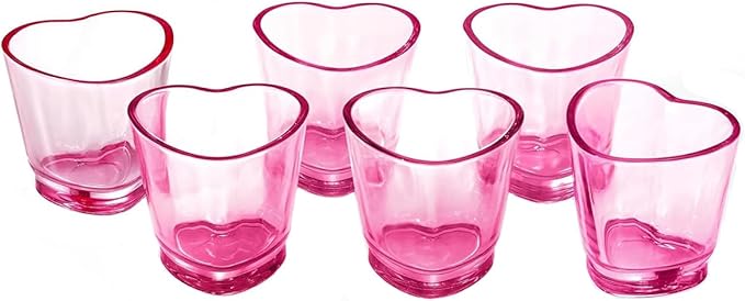 ZZYFGH 6 Pack Pink Shot Glasses Set, Heart Shaped Shot Glasses Set 1.5 oz Shot Glass with Heavy Base, Shot Glasses for Whiskey, Tequila, Vodka, Spirits & Liquors, Mother's Day Decor