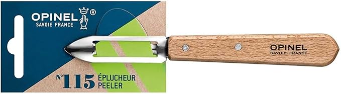 OPINEL Essential No.115 Peeler, Hornbeam Wood Handles, Made in France (Natural)