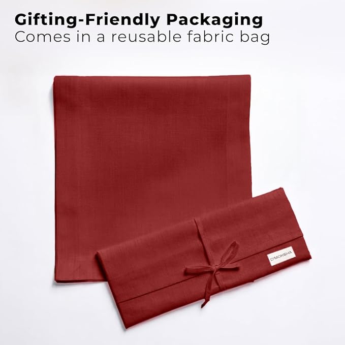 Easy Linen™ by D'Moksha Red Table Runner 108 Inches Long, Wrinkle Resistant, Machine Washable, 14 x 108 Inch Table Runner for Dresser, Dining- Summer, Father's & Independence Day