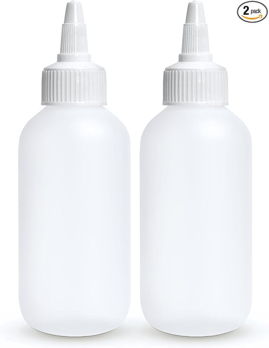 BRIGHTFROM Condiment Squeeze Bottles - 4 OZ Squirt Empty Bottles, Twist Top Cap, Leak Proof - Great for Ketchup, Mustard, Syrup, Sauces, Dressing, Oil, Arts and Crafts, BPA-FREE Plastic - Pack of 2