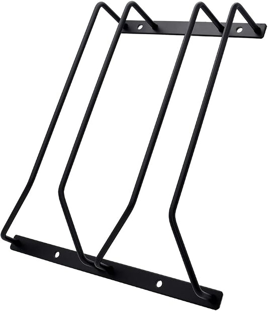 9.6-Inch Wine Glass Rack - Under Cabinet Stemware Wine Glass Holder Glasses Storage Hanger Metal Organizer for Bar Kitchen Black (2 Rows, 1 Pack)