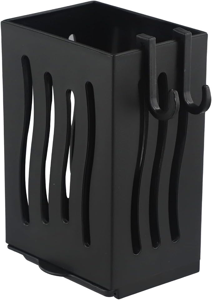 Wall Mounted Utensil Holder with Drip Tray, Kitchen Cutlery Drying Rack and Storage Box for Spoon Fork Brush Sponge, ABS Plastic Sink Side(Black)