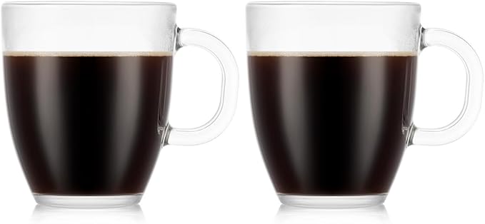 Bodum 12oz Bistro Coffee Mug Single-Wall Tempered Glass, 2 Pack, Clear | Single-Wall