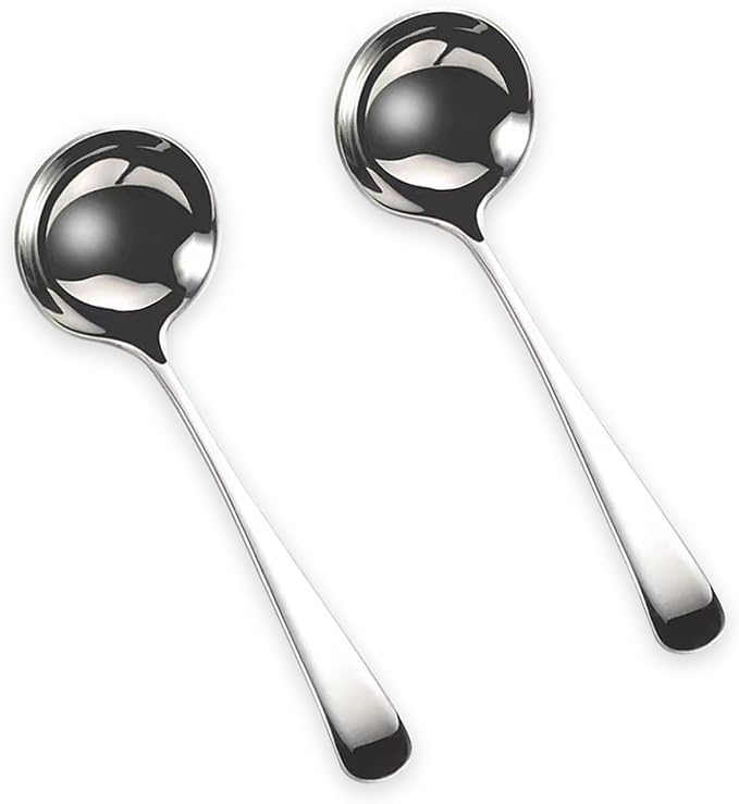 Small Ladle, Small Ladle for Sauce, 2-Piece Stainless Steel Gravy Soup Spoon, for Spooning Gravies and Sauces 7.7Inch (Color:Silver)