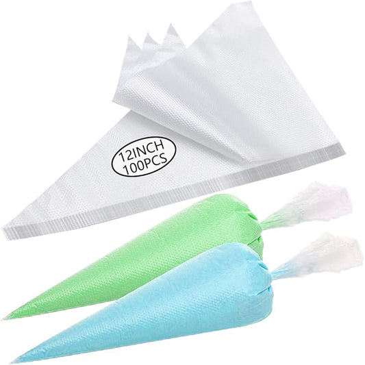 Piping Bags Disposable Pastry Bags 12 Inch 100PCS Thicken and Non-Slip Icing Bags Tipless Frosting Piping Bag for Cake, Cream Frosting and Cookie Decoration Supplies