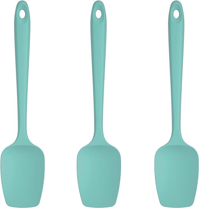 U-Taste Silicone Spoon Spatula Set, 600ºF High Heat Resistant Food Grade Flexible Rubber Scraper, Cooking Mixing Baking Kitchen Utensils Set of 3 (Aqua Sky)