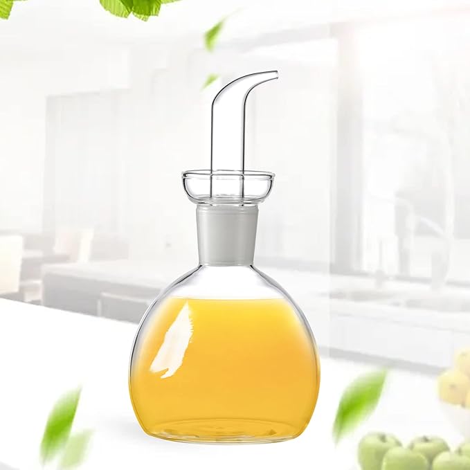 ELETON Cylindrical 16 oz Olive Oil Dispenser Bottle Glass with No Drip Spout -Olive Oil & Vinegar Dispenser Glass Cruet Decanter- Glassware Seal Handicraft Easy Clean Drip Free Bottles for Kitchen