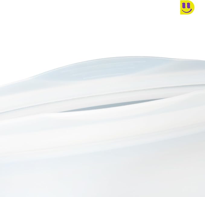 Reusable Silicone Half Gallon Bag (Medium 28oz+) – Extra Thick Freezer Storage Bag for Marinating, Sous Vide & Bulk Food – Airtight Stand-Up Platinum Silicone Container – Oven & Microwave Safe