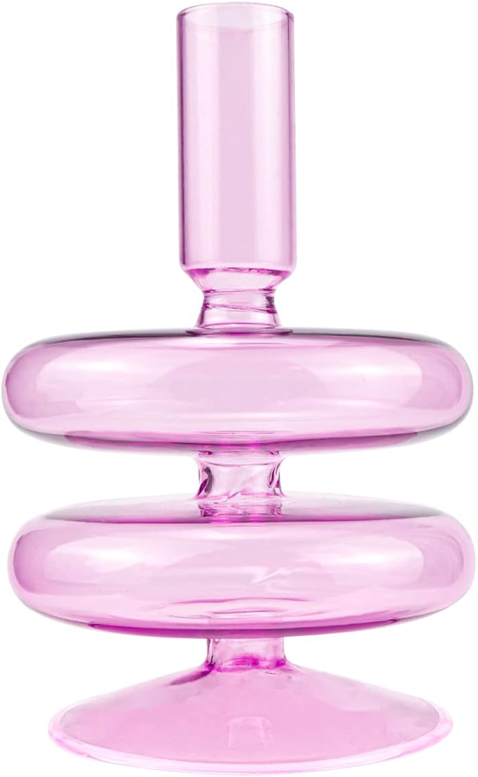 Clear Glass Candle Holders Glass Taper Candle Holder Decorative Glass Candlestick Holders for Dining Table Centerpieces Wedding Church （）