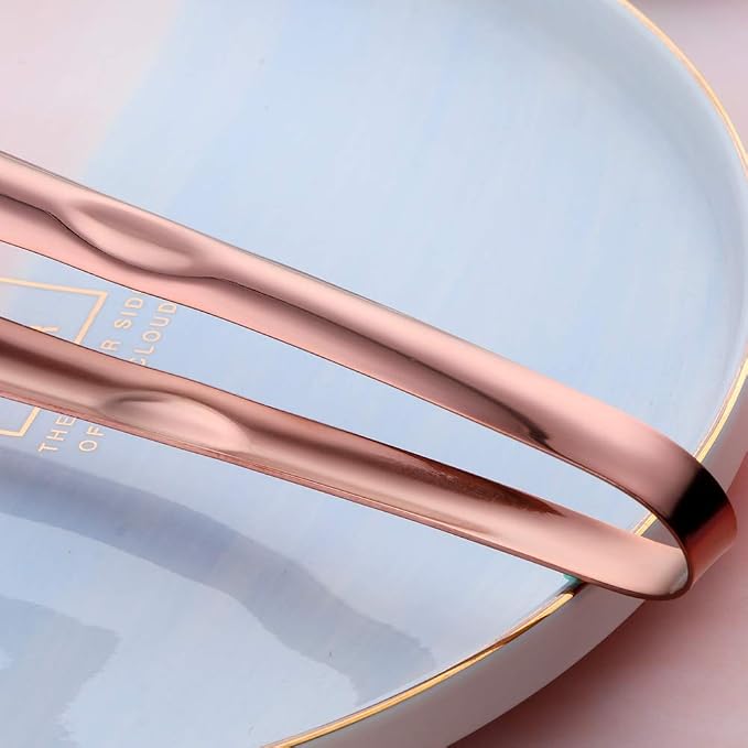 9 Inch Rose Gold Stainless Steel Serving Tongs, Set of 2