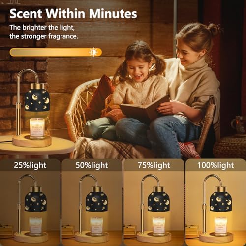 seenlast Candle Warmer Lamp with 2 Bulbs, with Dimmer Adjustable Height,Mothers Day Gifts,Vintage Home Decor,2/4/8H Timer