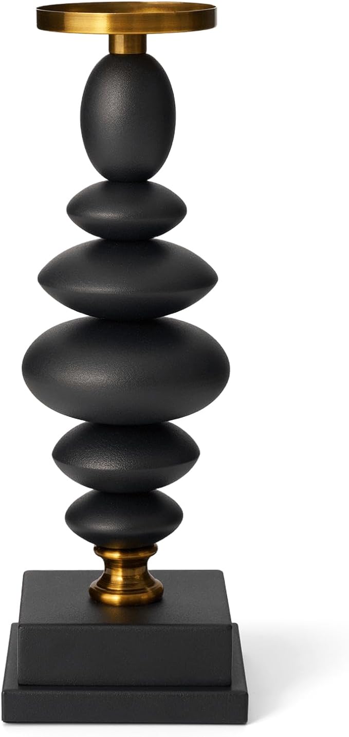Matte Black Taper Metal Candle Holder for Modern Vintage Luxury Decor, Iron Pillar Candle Sticks Holder for Festive Centerpieces for Table, Dining Room, Party Decor, Housewarming Gift