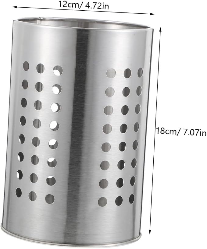 2Pcs Stainless Steel Utensil Draining Storage Container Modern Kitchen Organizer for Forks Knives and Chopsticks Compact Design Easy Drainage for Home
