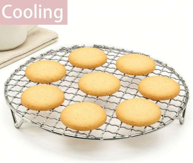 2Pcs Round Cooling Rack Stainless Baking Grill Rack Wire Oven Racks for Baking Cooking Steaming Circular Cooking Tray BBQ Air Fryer Pressure Cooker 15 cm + 18cm
