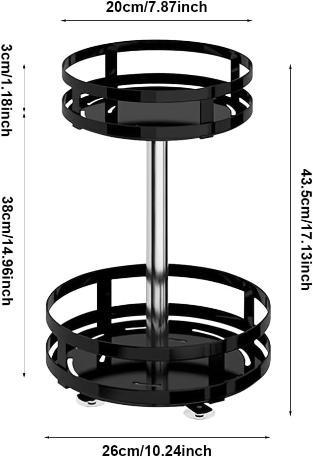 2 Tier Lazy Susan Turntable Organizer,Durable Carbon Steel Spice Rack Organizer,Rotating Spice Rack Organization for Cabinet,Round Lazy Susan Storage for Kitchen,Bathroom
