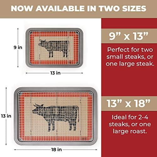 Trinity Provisions Small Meat Resting Pan - With Wire Rack and Silicone Baking Mat - Dishwasher and Oven Safe Stainless Steel, for Cooking and Cooling Steak, BBQ, Bacon, & More