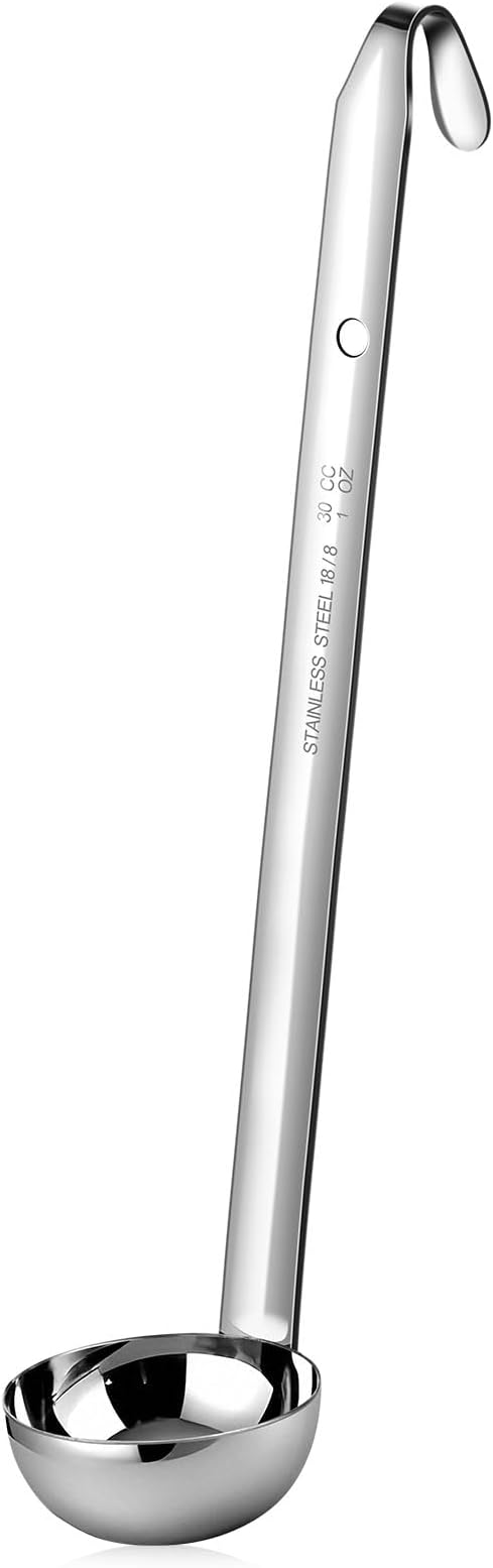 meekoo 1 Pieces Stainless Steel Ladle Soup Handle Ladle with Pouring Rim for Kitchen Cooking Soup Sauce (1 oz)