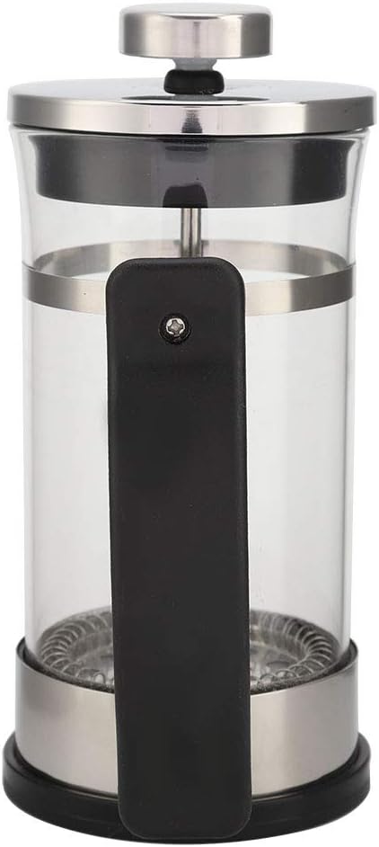 Stainless Steel Glass Coffee Pot, French Press Filter Pot Household Tea Maker No Electricity No Bad Plastic Taste Ideal for Home, Camping & Travel