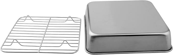 Stainless Steel Baking Pan and Cooling Rack Set for Oven Roasting and Baking Multi-Size Bakeware for Kitchen BBQ and Cake Easy Clean Dishwasher Safe(20CM)