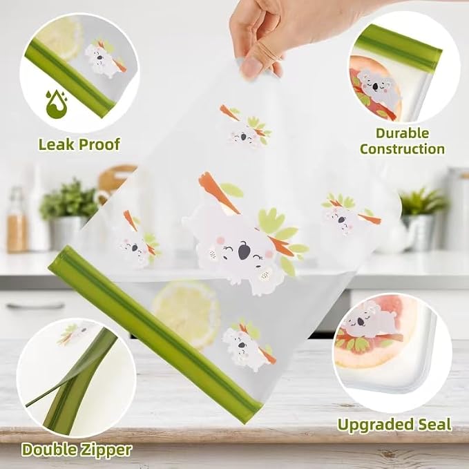 Dishwasher Safe 24 Pack Reusable Freezer bags Storage Vegetable Bags -BPA Free Leakproof Food Storage Bags Reusable Silicone for Marinate Meats
