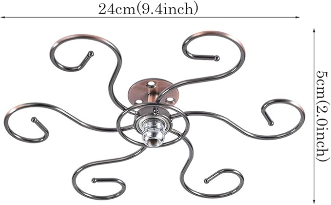 NWB 360° Rotation Hanging Wine Glass Rack,Under Cabinet Stemware Rack,Metal Glass Hanger Drying Rack with 6 Hooks for Home and Bar Storage