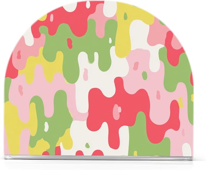 Napkin Holder Acrylic Napkin Holder for Table Kitchen Party Restaurant U Shaped Upright Napkin Dispenser Organizer Colorful Drips