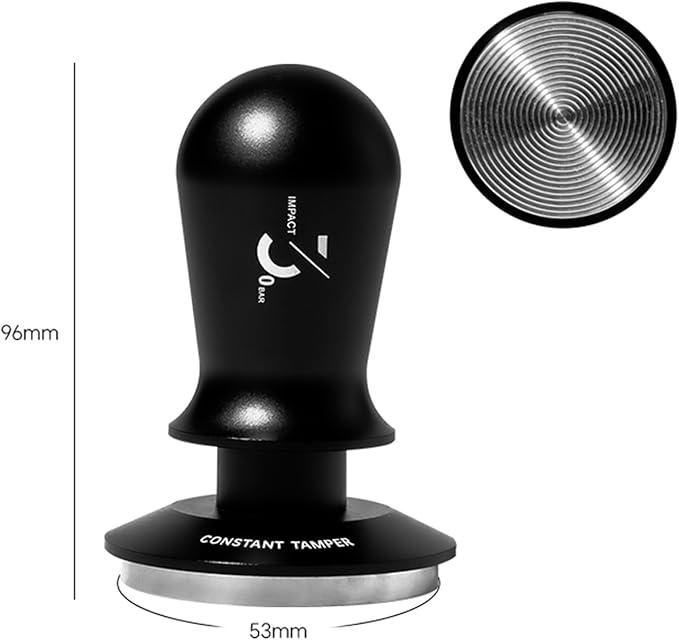 Coffee Tamper Universal Constant Pressure Stretch Powder Press Adjustable Depth 304 Stainless Steel Corrugated Base 53mm Coffee Maker Accessories for Espresso