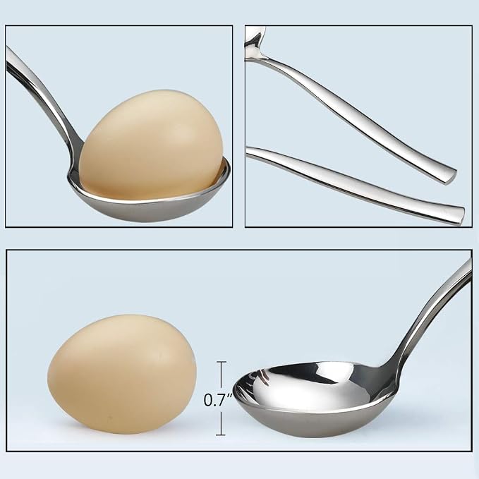 Idotry 2-Piece Stainless Steel Gravy Soup Spoon, Small Gravy Ladle Soup | polished mirror finish, ergonomic handle, easy to clean, ideal for sauces ﻿