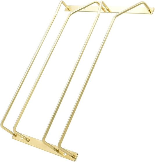 30.5cm Wine Glass Rack - Under Cabinet Stemware Wine Glass Holder Glasses Storage Hanger Metal Organizer for Bar Kitchen, Gold Finish (2 Rows, 1 Pack)